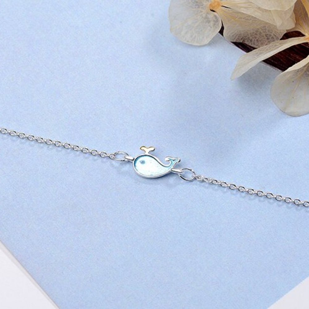 NEW 925 Sterling Silver Blue Whale Bracelet - Picture 5 of 7